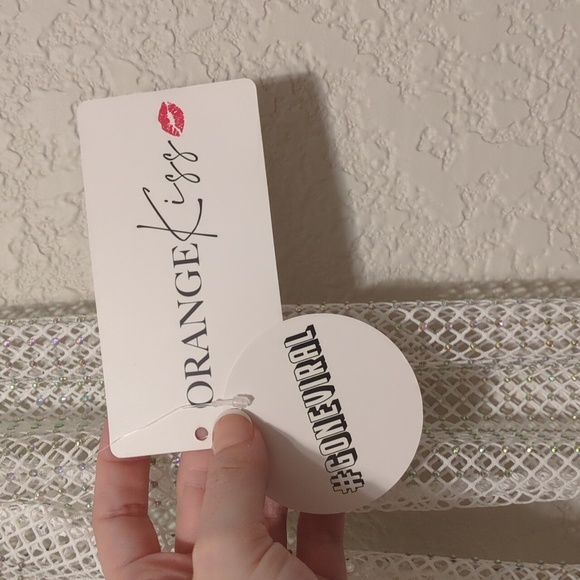 Orange Kiss long sleeve mesh sparkly rhinestone cover shirt - Picture 5 of 10